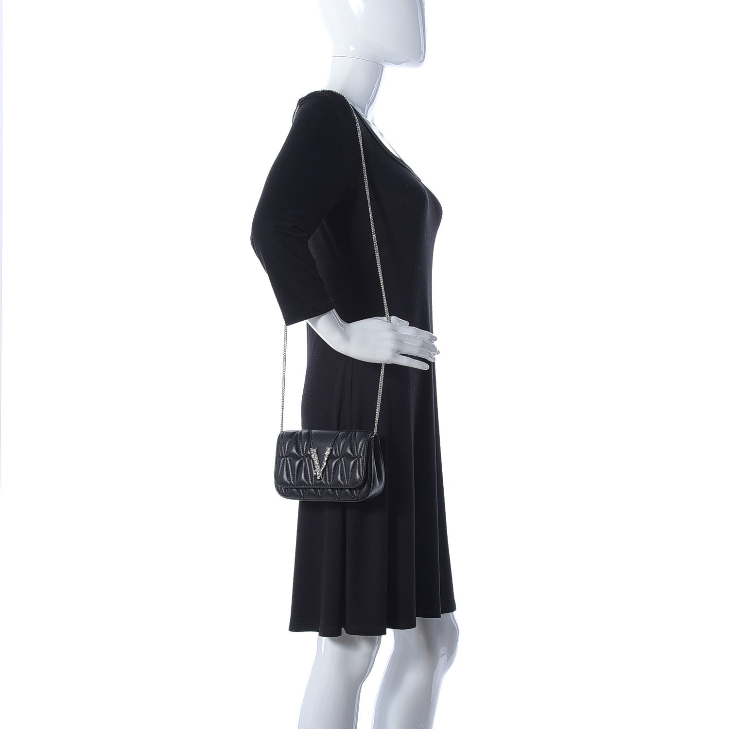 Versace Nappa Quilted Virtus Evening Bag Black 2 of 14
