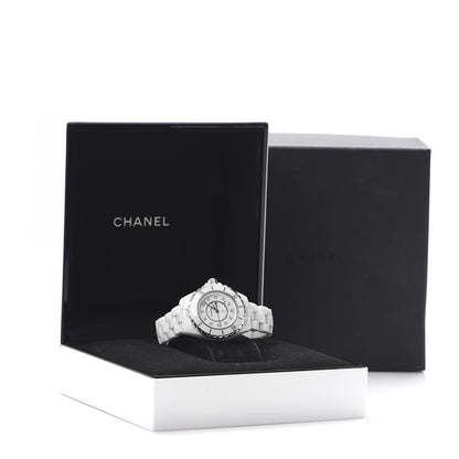 Chanel Stainless Steel Ceramic Diamond 33mm J12 Quartz Watch White 7 of 7