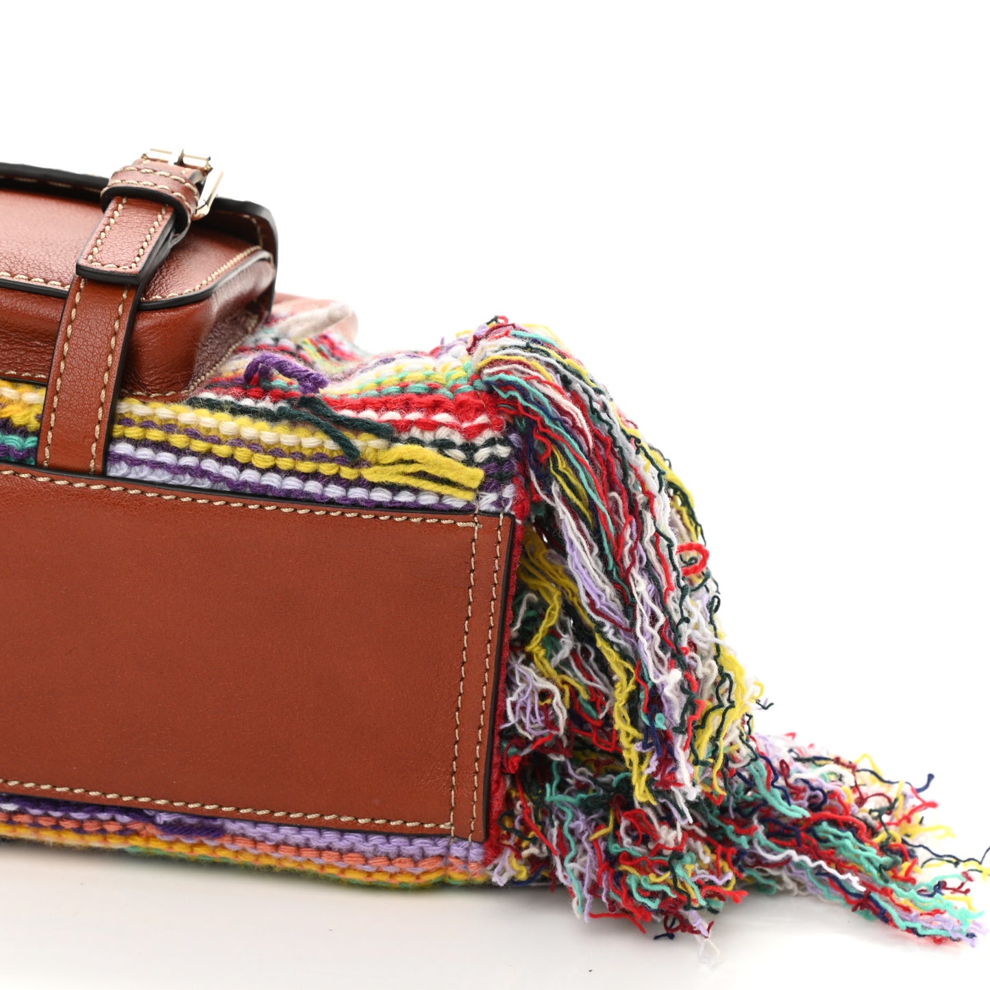 Calfskin Cashmere Knit Fringe Mini Edith Tote Multicolor