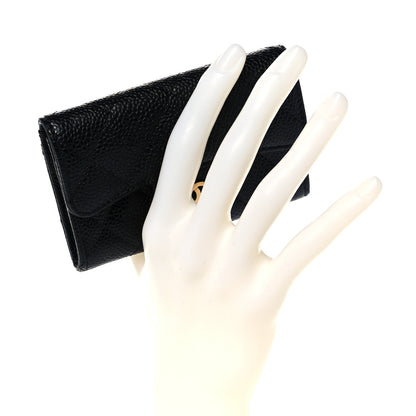 Chanel Caviar Quilted Flap Card Holder Wallet Black 2 of 9