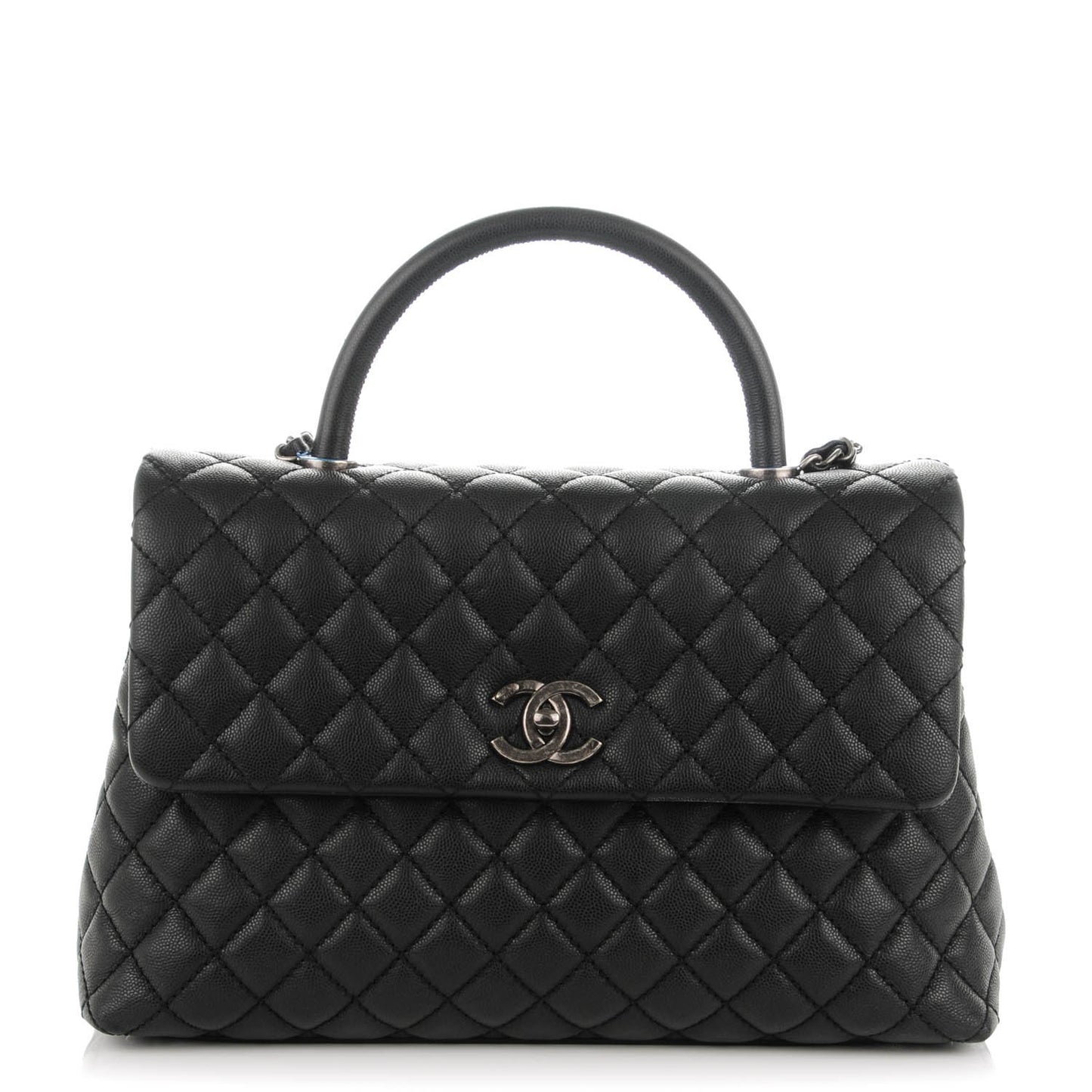 Caviar Quilted Medium Coco Handle Flap Black