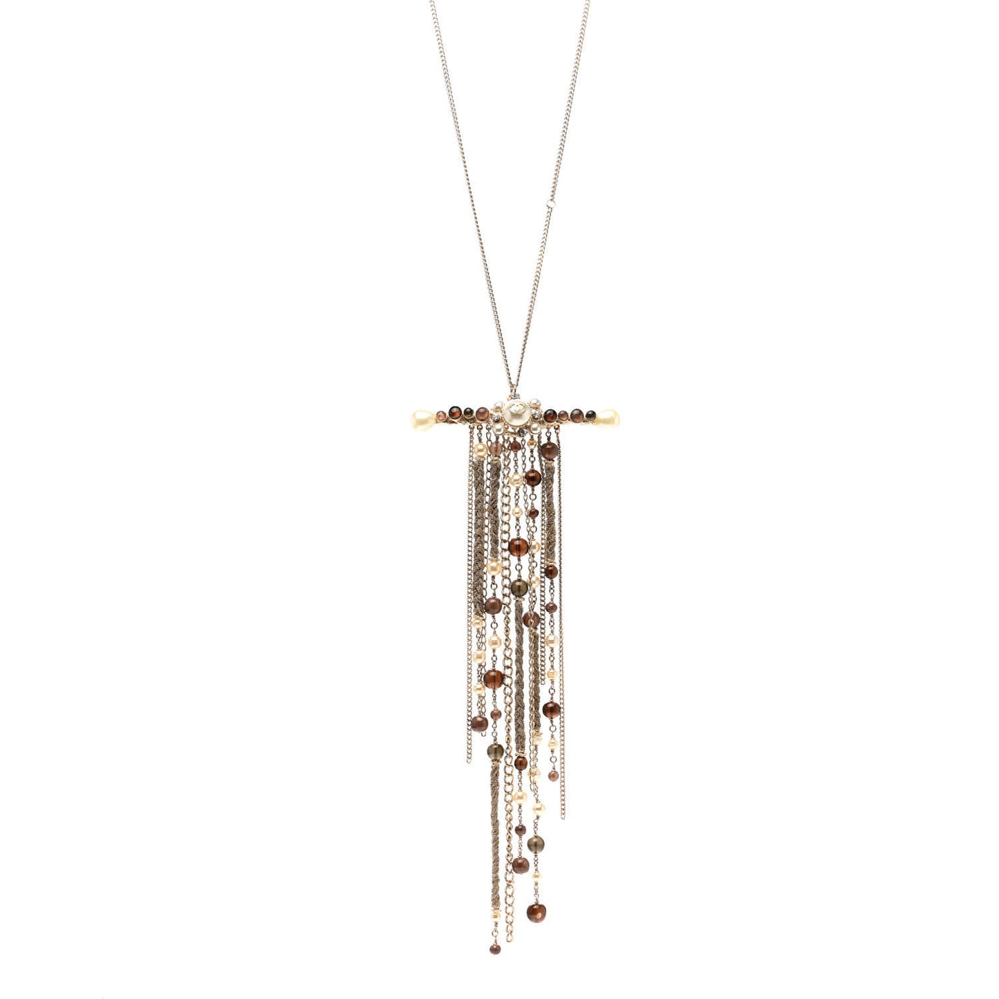 Pearl Crystal Multi Strand Necklace Gold Purple
