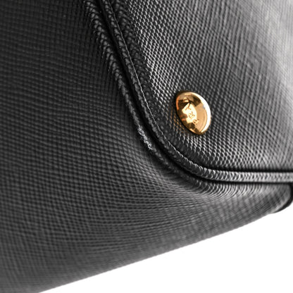 Prada Saffiano Cuir Medium Double Bag Black Fuoco 11 of 13