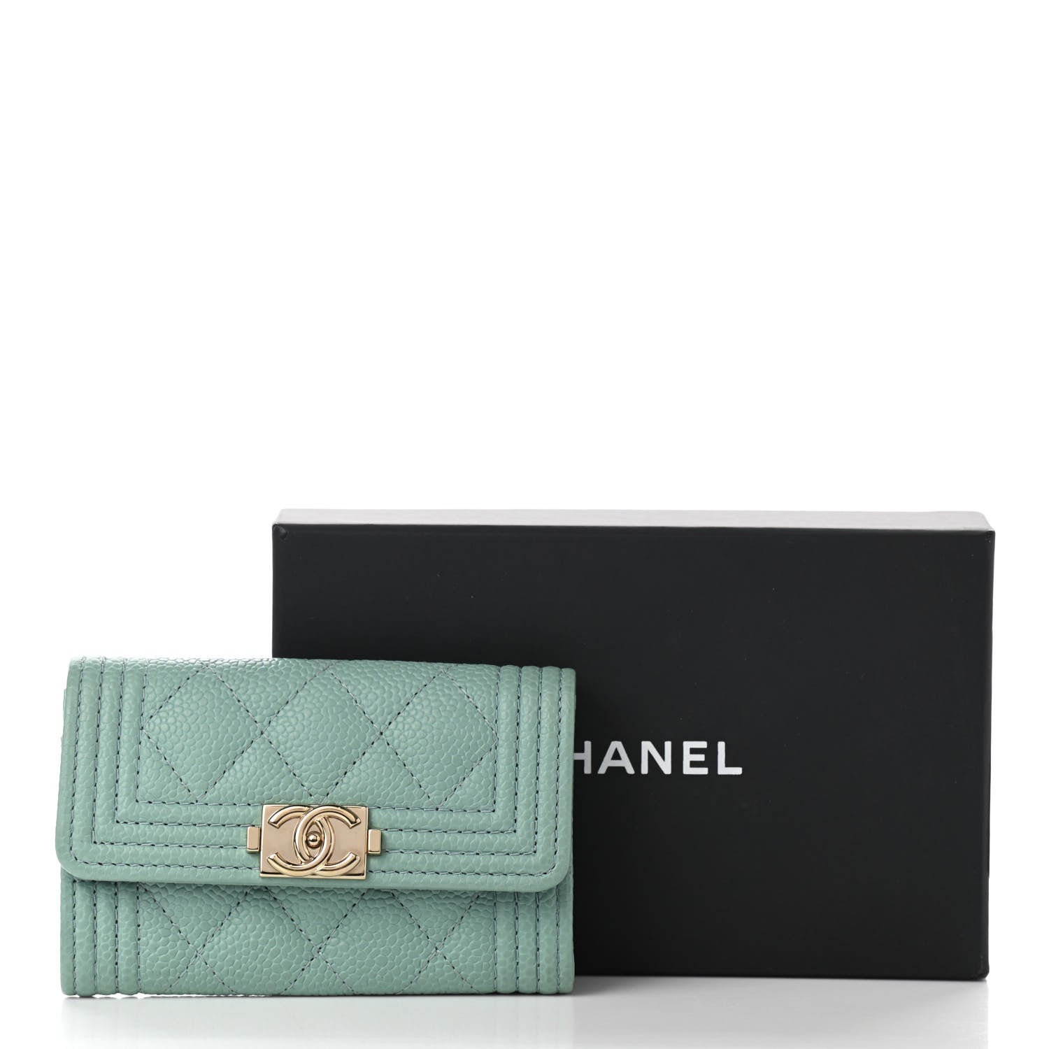 Chanel Caviar Quilted Boy Flap Card Holder Light Blue 9 of 9