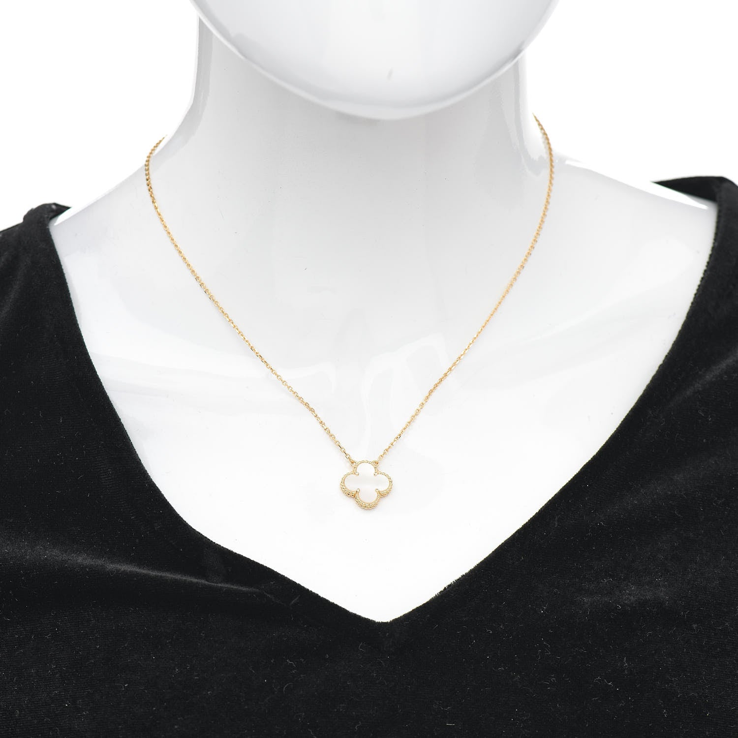 Van Cleef & Arpels 18K Yellow Gold Mother of Pearl Vintage Alhambra Pendant Necklace 2 of 5