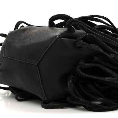 Saint Laurent Calfskin Fringe Monogram Mini Bourse Bucket Bag Black 9 of 11