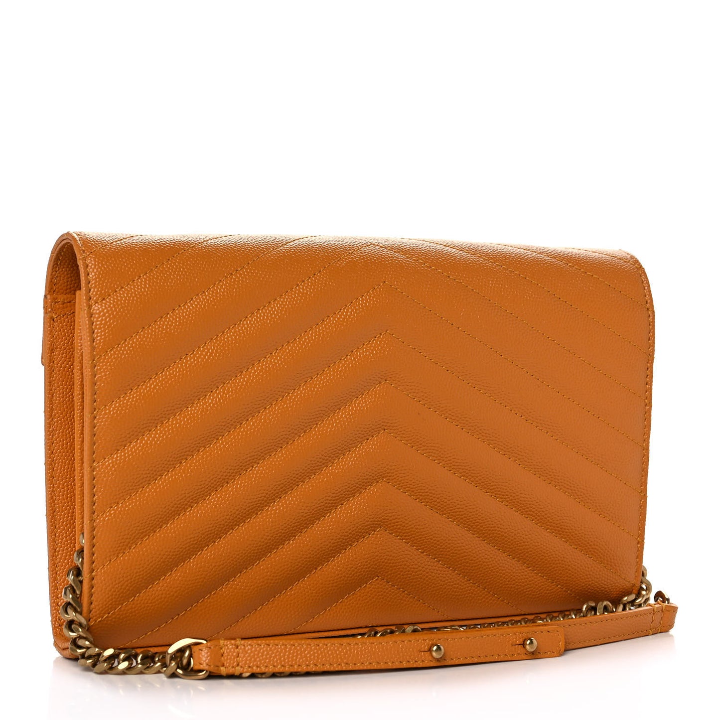 Grain De Poudre Matelasse Chevron Monogram Chain Wallet Senape Yellow