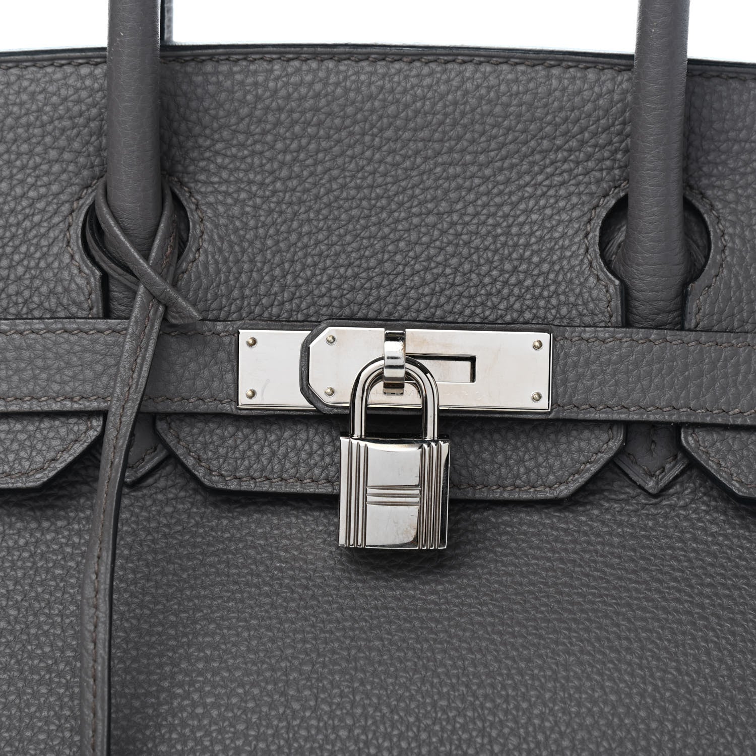 Hermes Togo Horseshoe Birkin 30 Etain Bleu Electrique 8 of 13