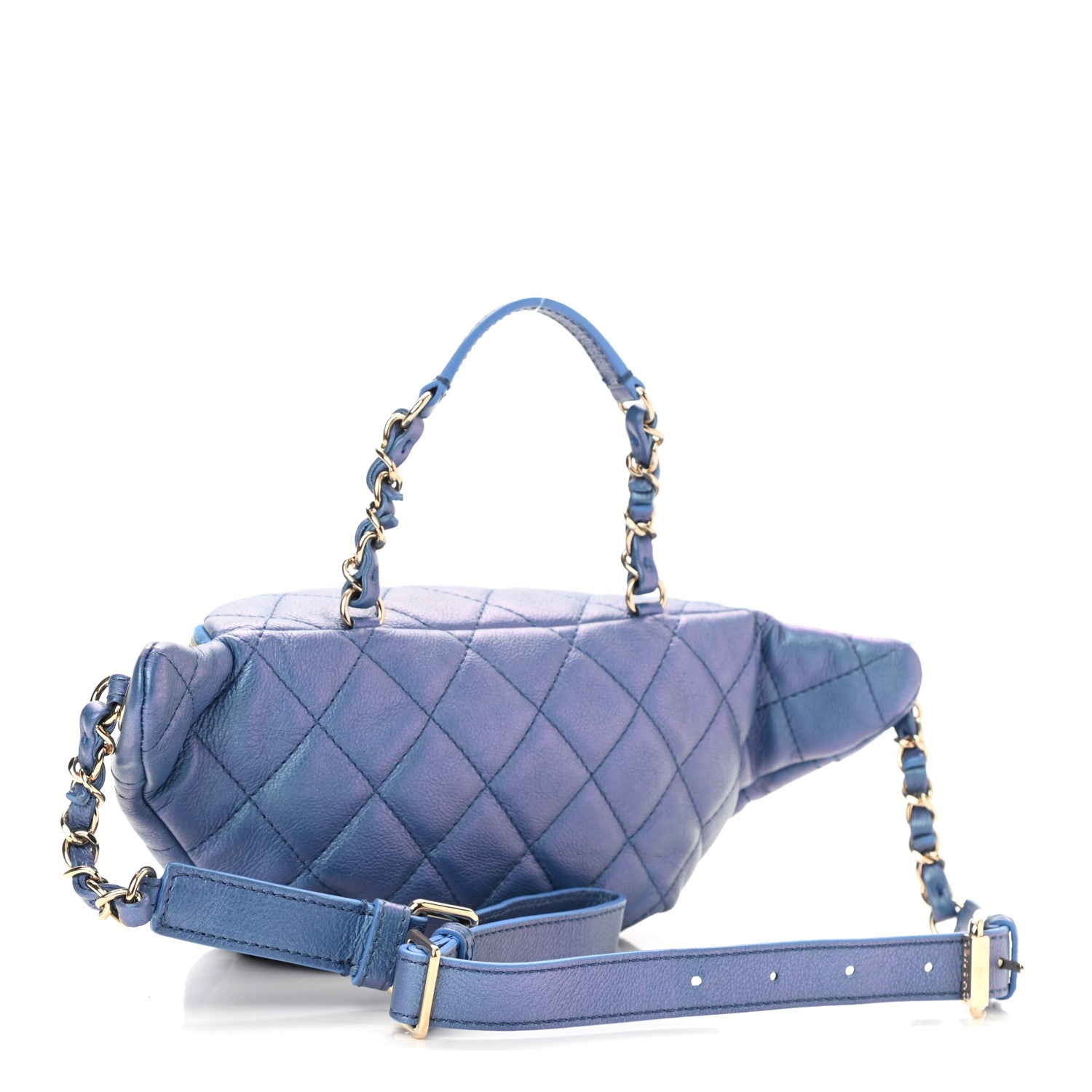 Chanel Iridescent Calfskin Quilted All About Waist Belt Bag Blue 3 of 11