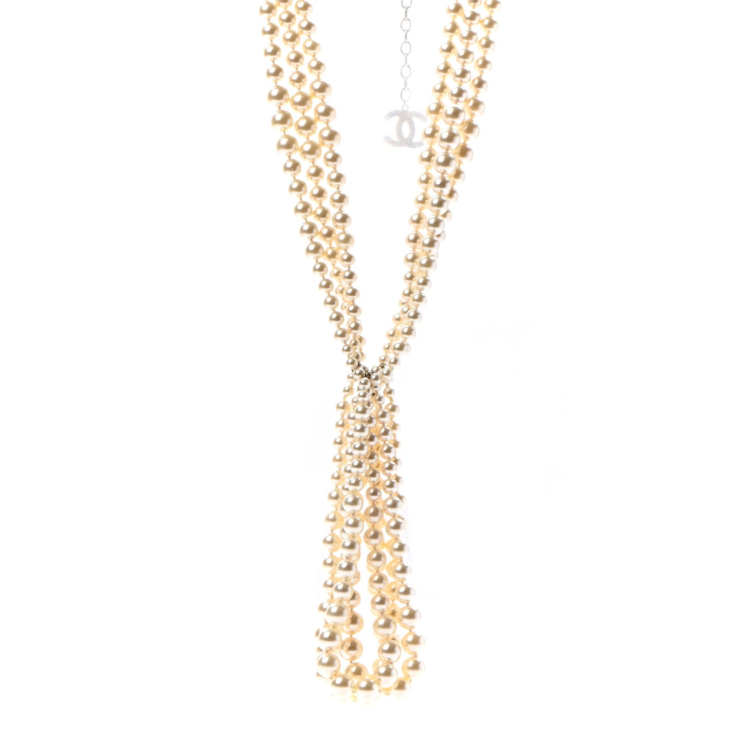 Chanel Pearl Multi Strand CC Necklace Gold 1 of 5