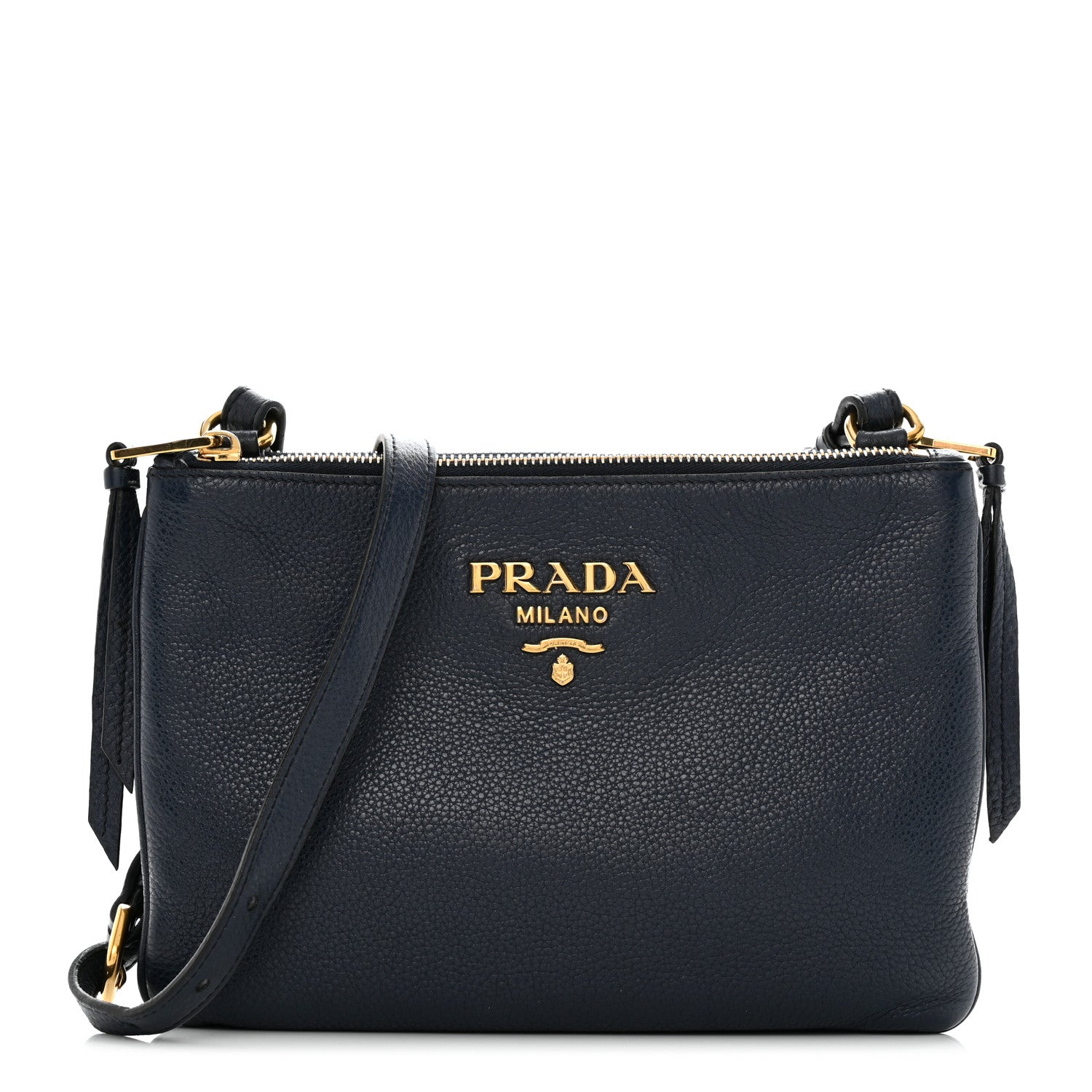 Prada Vitello Phenix Double Zip Crossbody Bag Baltico 1 of 9