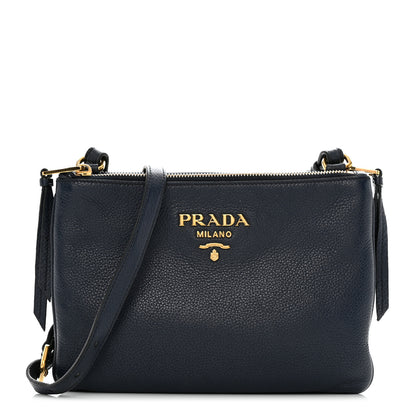 Prada Vitello Phenix Double Zip Crossbody Bag Baltico 1 of 9