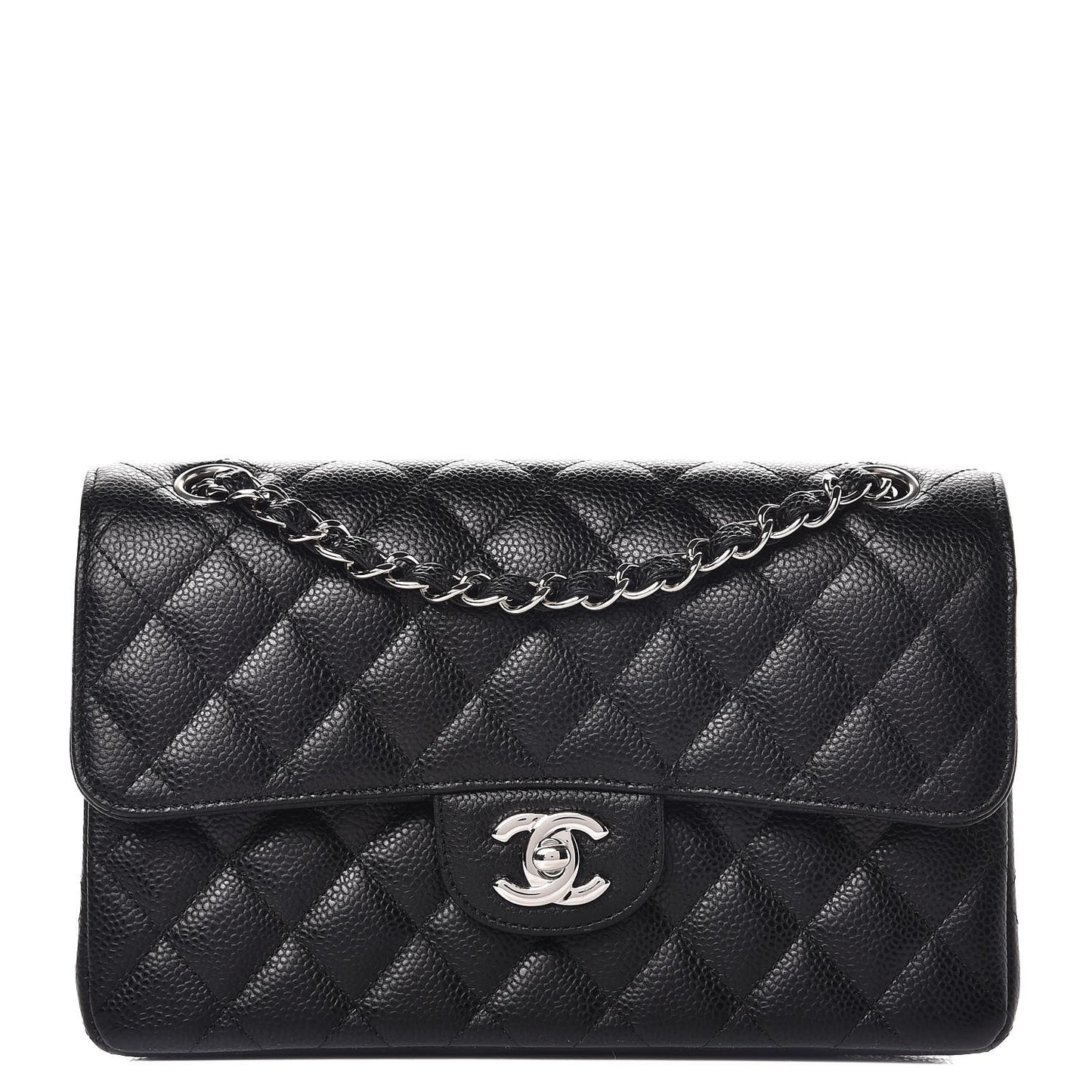 Caviar Quilted Small Double Flap Black