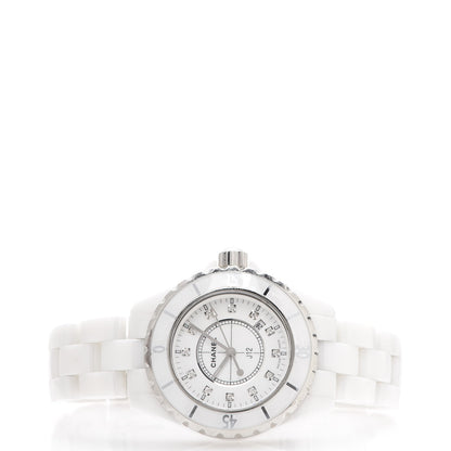 Chanel Stainless Steel Ceramic Diamond 33mm J12 Quartz Watch White 2 of 7
