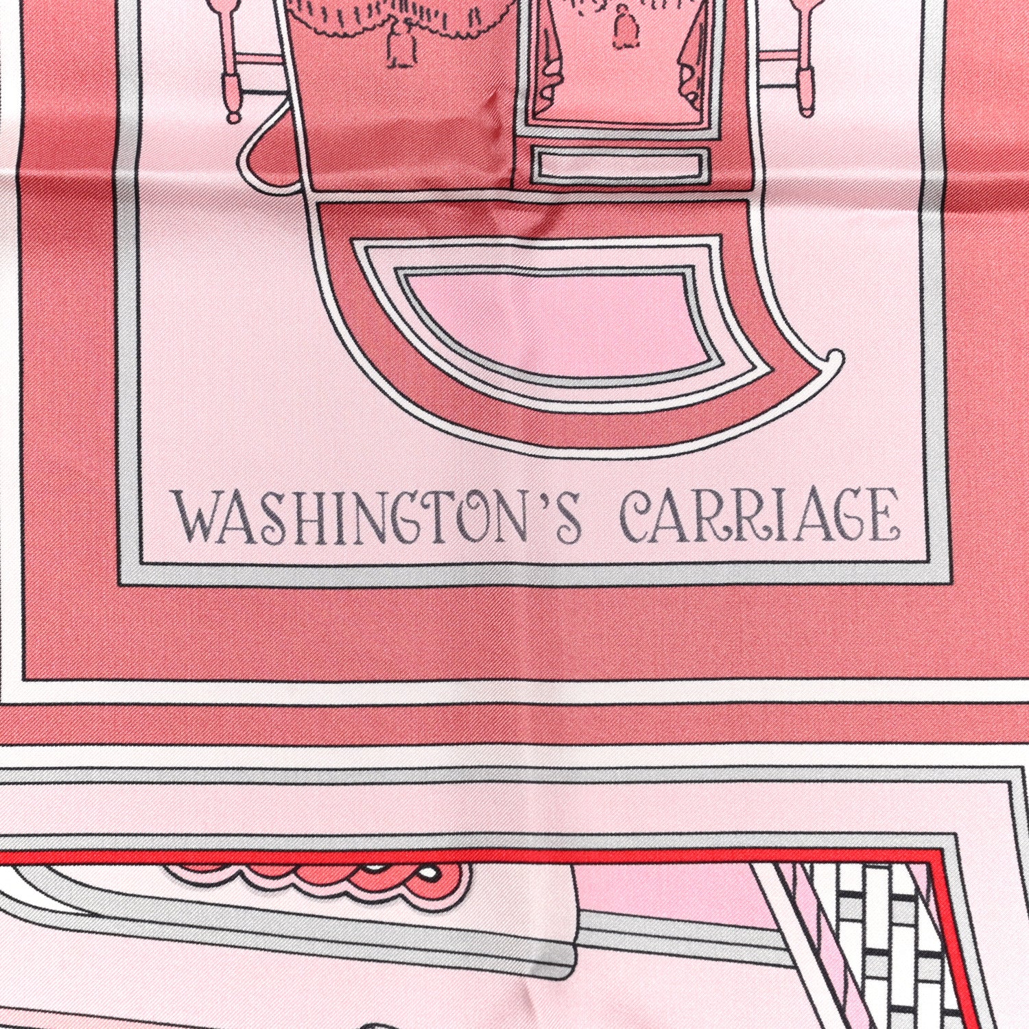 Hermes Silk Washington Carriage Scarf 140 Rouge Grenadine Rose Pale 5 of 6