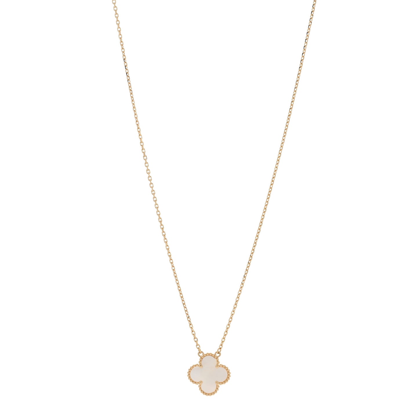 18K Yellow Gold Mother of Pearl Vintage Alhambra Pendant Necklace