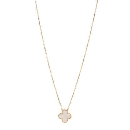 Van Cleef & Arpels 18K Yellow Gold Mother of Pearl Vintage Alhambra Pendant Necklace 1 of 5