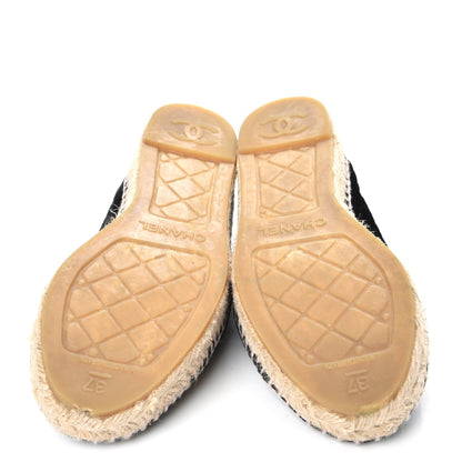 Chanel Velvet Grosgrain CC Espadrilles 37 Black 5 of 10