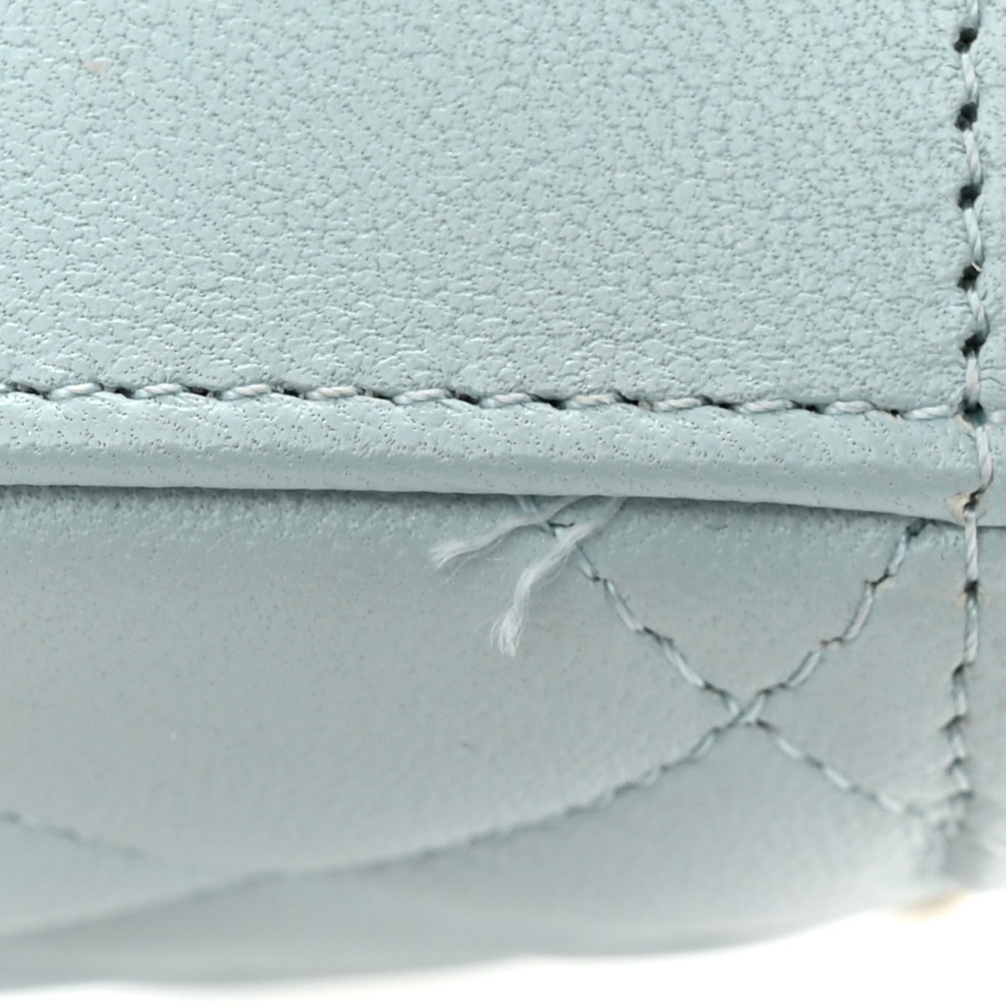 Lambskin Quilted Top Handle Flap Clutch With Chain Light Blue