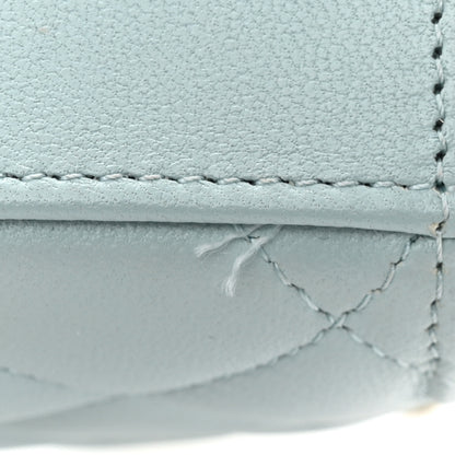 Chanel Lambskin Quilted Top Handle Flap Clutch With Chain Light Blue 11 of 13