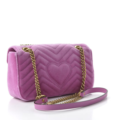 Gucci Velvet Matelasse Marquise Crystals Embroidered Small GG Marmont Shoulder Bag Malva 3 of 10