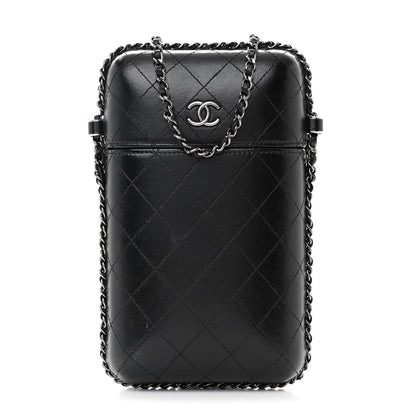 Chanel Lambskin Quilted Chain Around Phone Holder Black 1 of 11