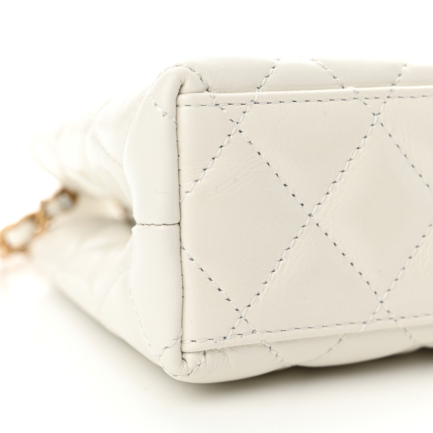 Chanel Shiny Aged Calfskin Quilted Nano Kelly Shopper White 9 of 10