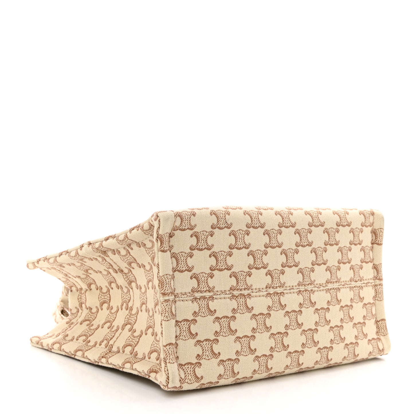 Canvas Calfskin Triomphe Print Small Cabas Thais White