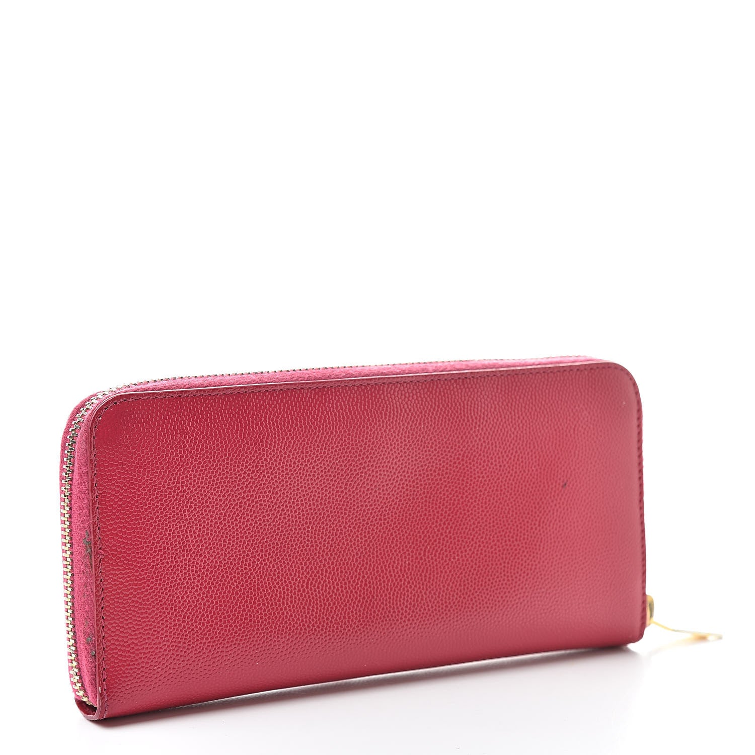 Saint Laurent Patent Grain De Poudre Classic Letters Zip Around Wallet Bubblegum 3 of 14