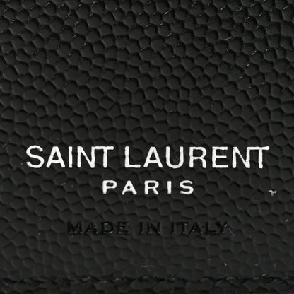 Saint Laurent Grain De Poudre Matelasse Chevron Monogram Zipped Two-Part Wallet Black 6 of 6