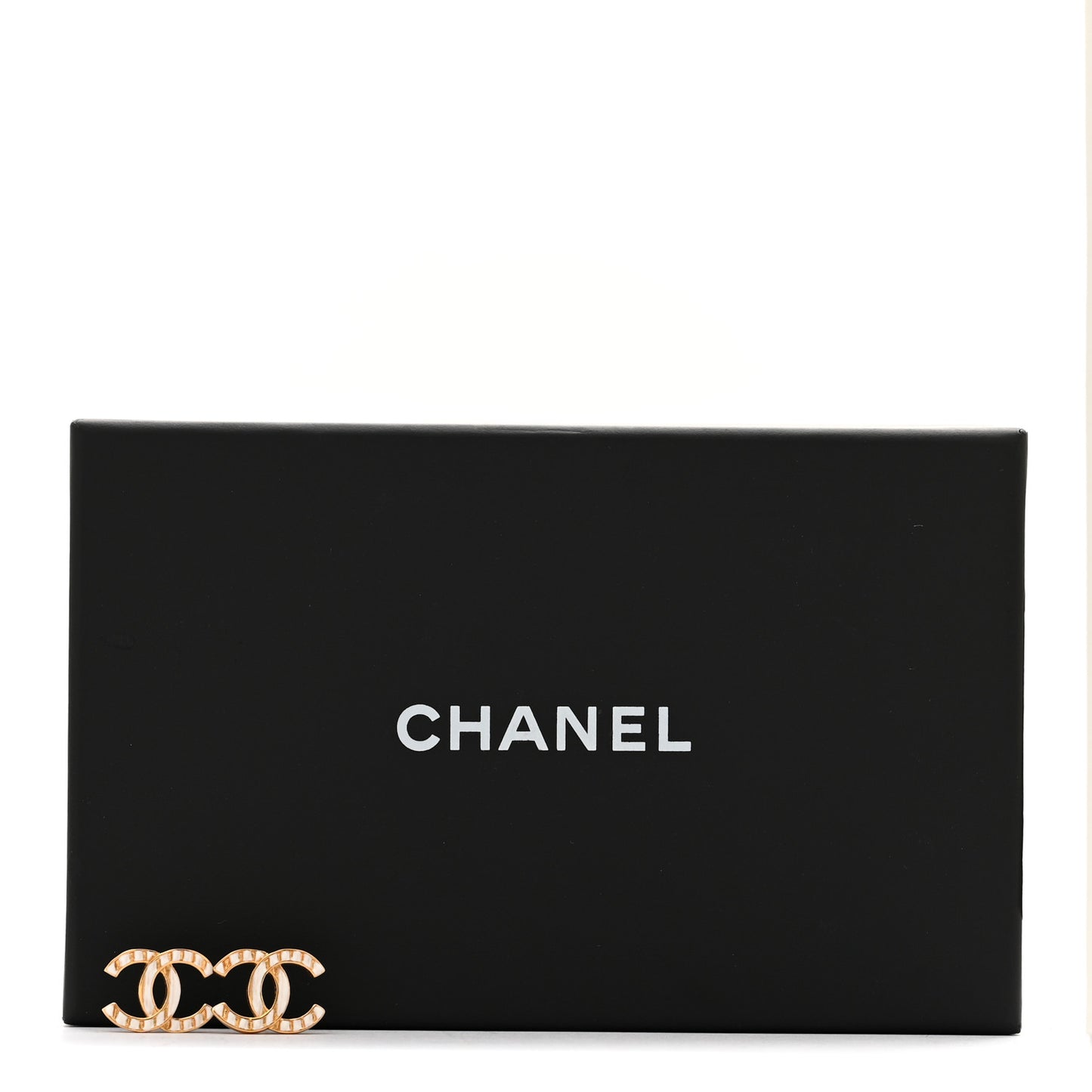 Metal CC Earrings Gold White