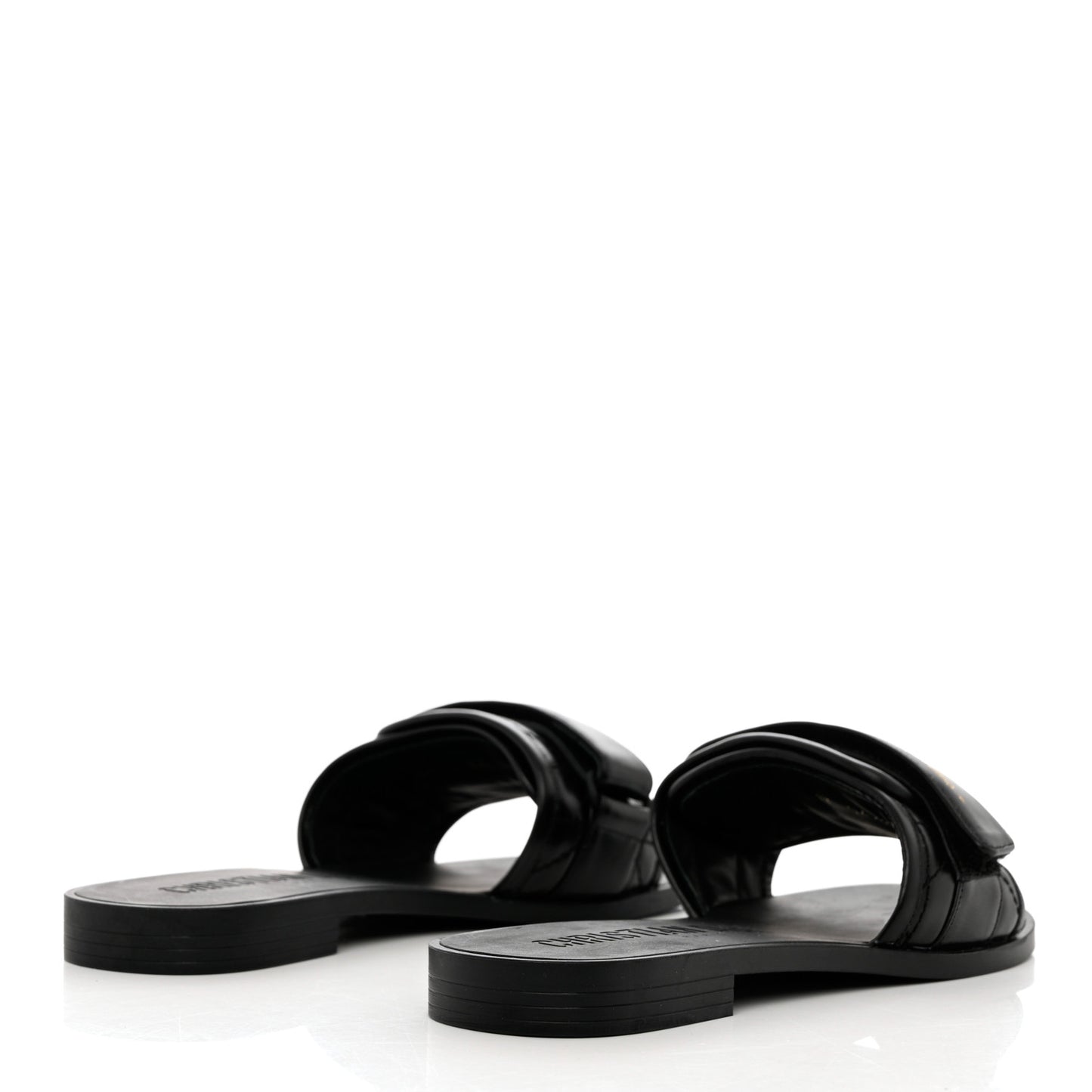 Calfskin Cannage Dio(r)evolution Slide Sandals 36 Black