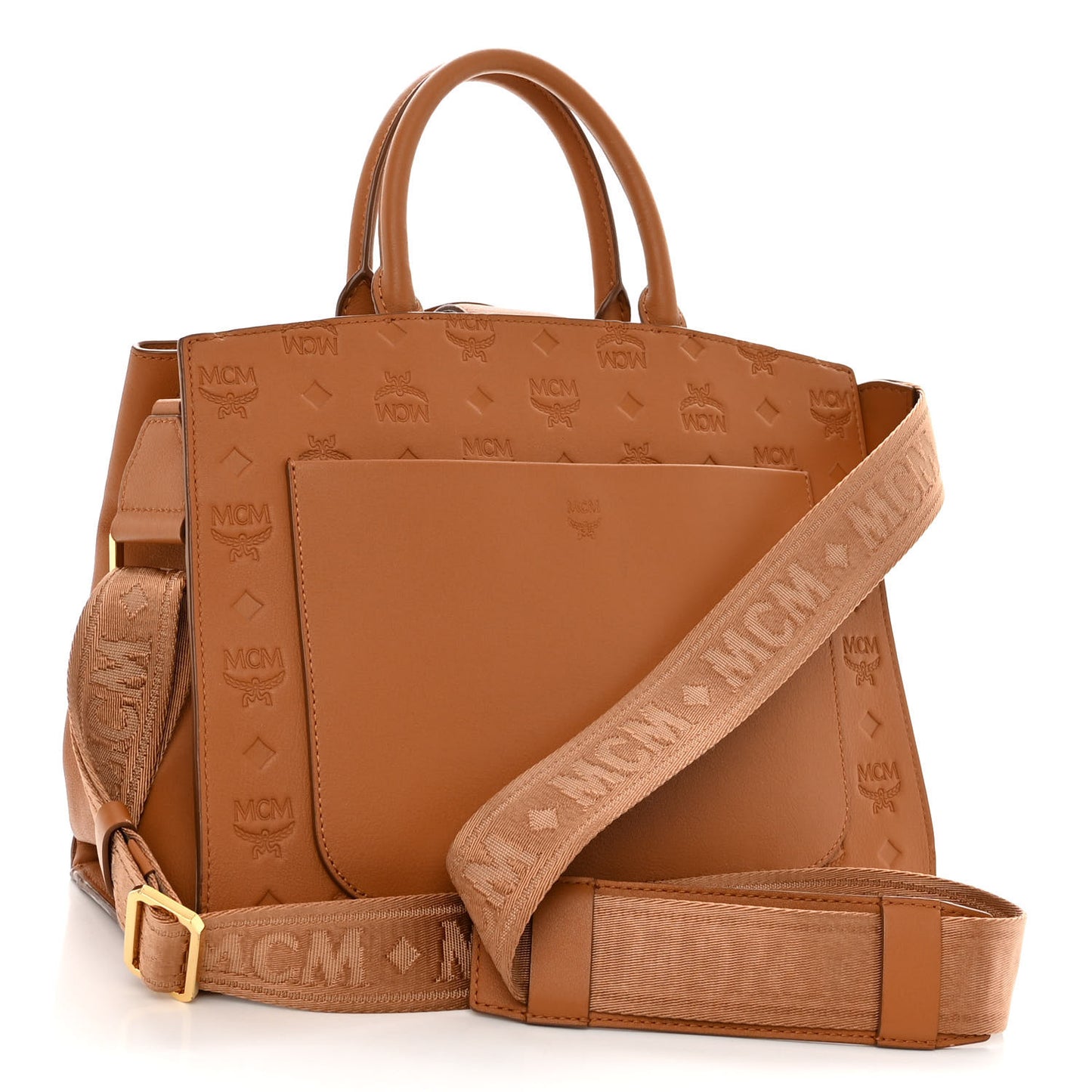 Calfskin Ottomar Monogram Medium Essential Tote Cognac