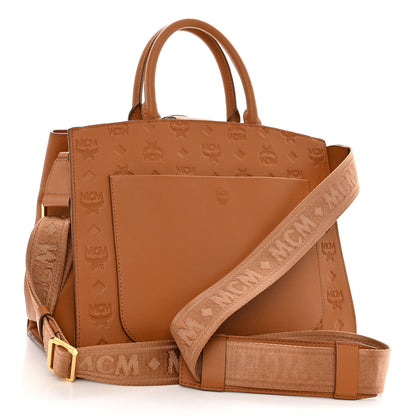 MCM Calfskin Ottomar Monogram Medium Essential Tote Cognac 3 of 10