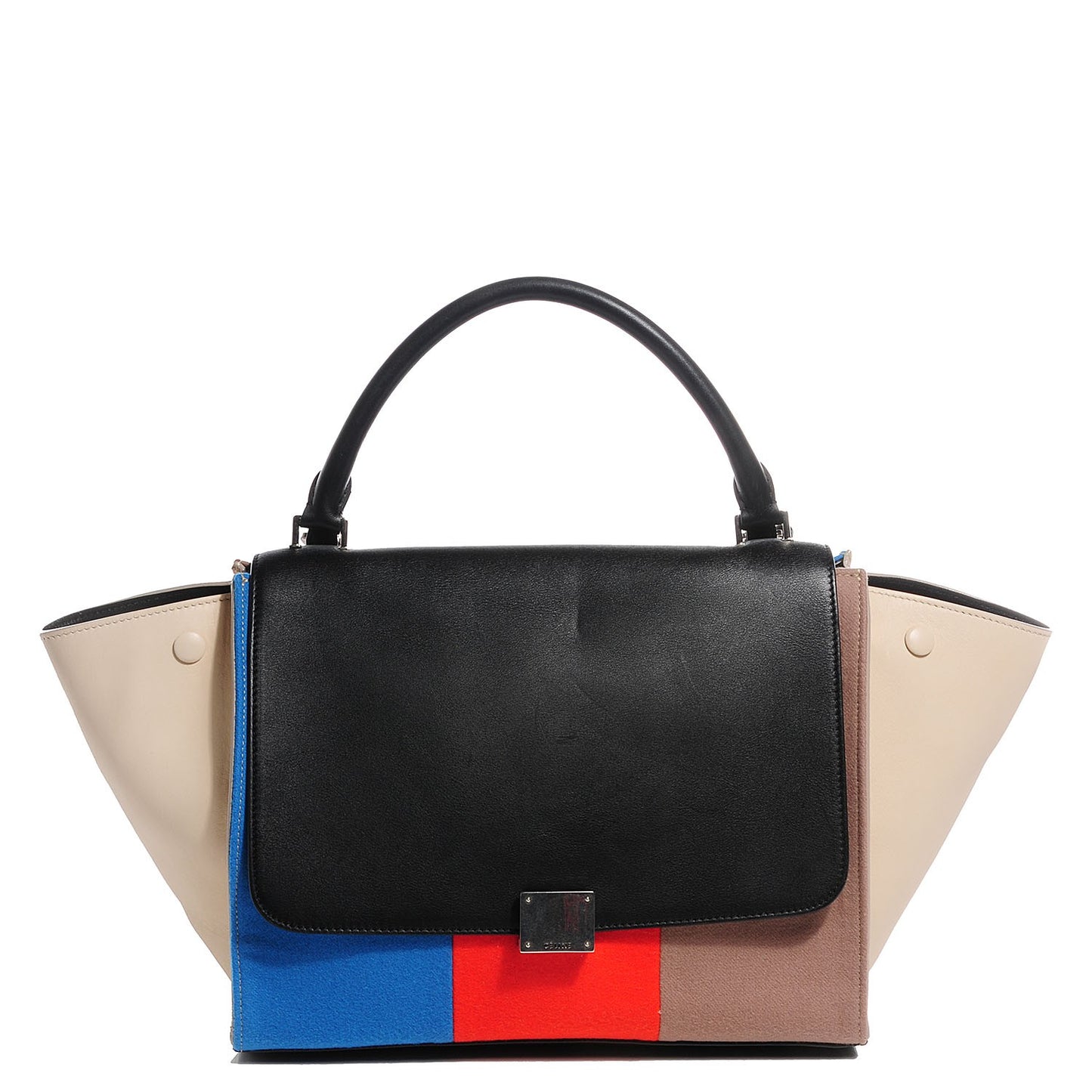 Calfskin Wool Colorblock Medium Trapeze Tri-Color