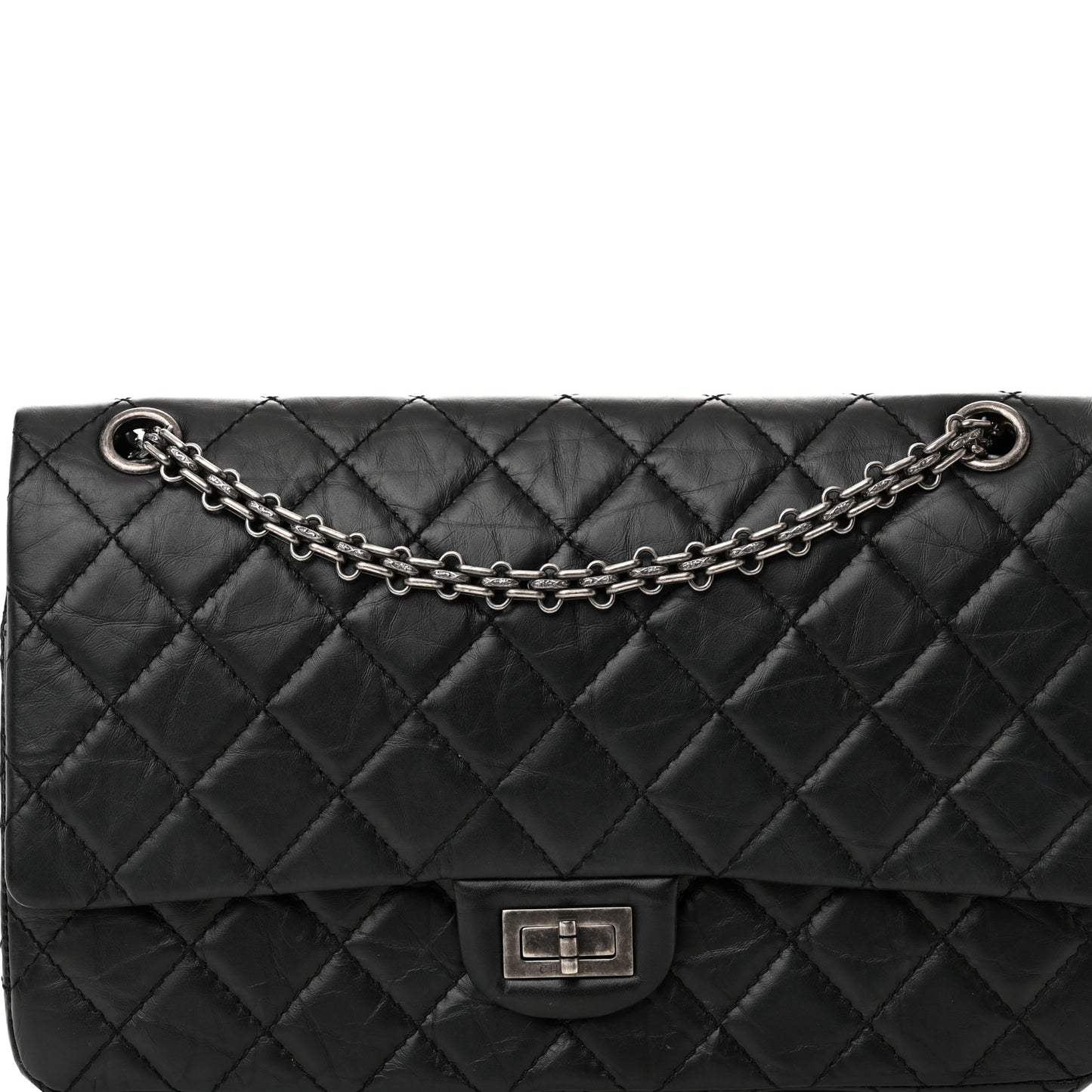 Aged Calfskin Quilted 2.55 Reissue 226 Flap Black