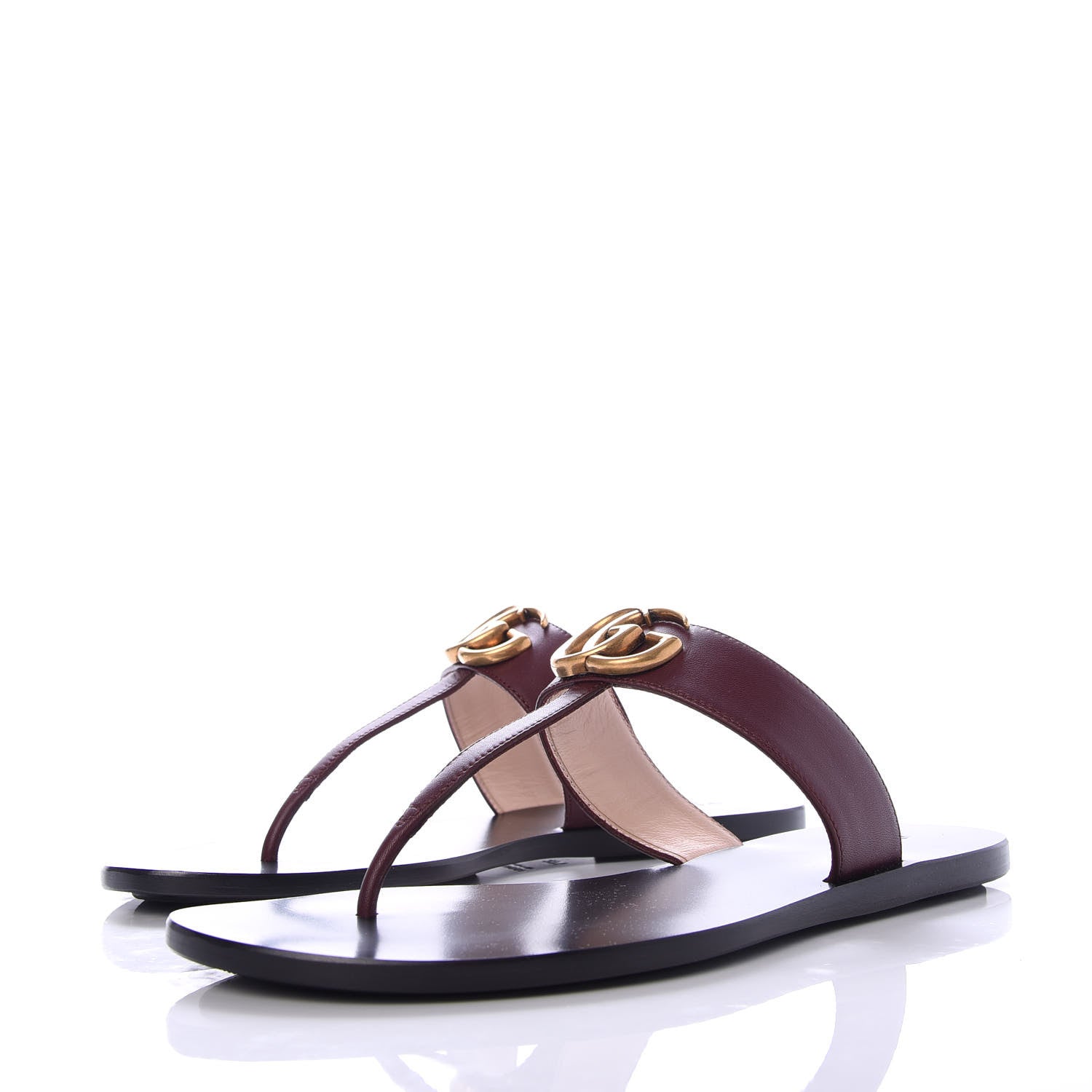Gucci Calfskin GG Marmont Thong Sandals 37.5 Vintage Bordeaux 3 of 8