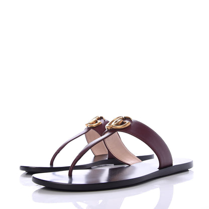 Gucci Calfskin GG Marmont Thong Sandals 37.5 Vintage Bordeaux 3 of 8