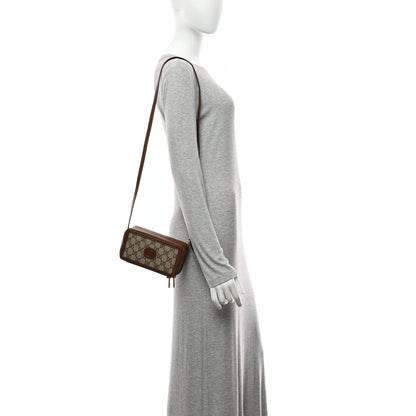 Gucci GG Supreme Monogram Azalea Calfskin Mini Retro Interlocking G Mini Shoulder Bag Beige Ebony Brown Sugar 4 of 20