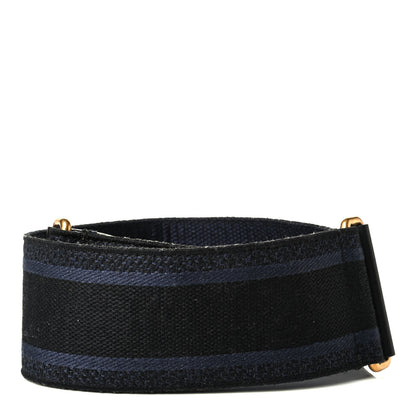 Christian Dior Canvas Embroidered Shoulder Strap Denim Blue 2 of 5