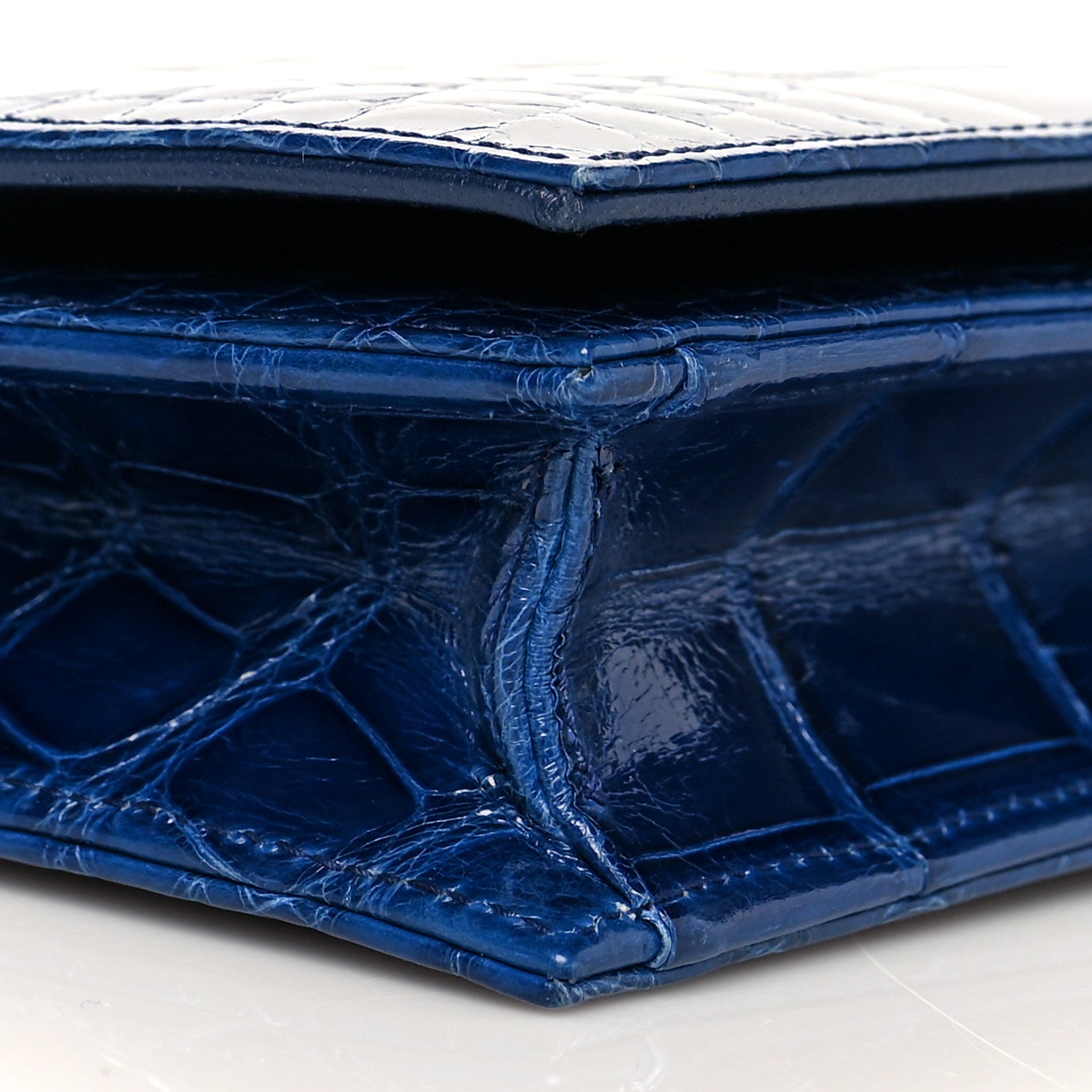 Christian Dior Shiny Crocodile Lady Dior Chain Clutch Blue 9 of 14