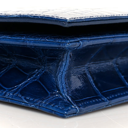 Christian Dior Shiny Crocodile Lady Dior Chain Clutch Blue 9 of 14