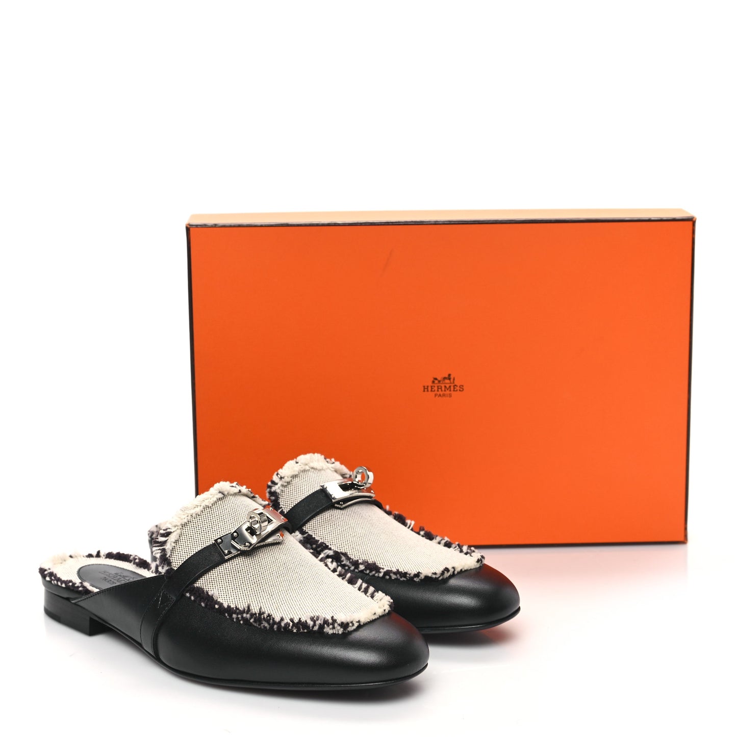 Toile Calfskin Fringe Womens Oz Mules 36.5 Black Prunoir
