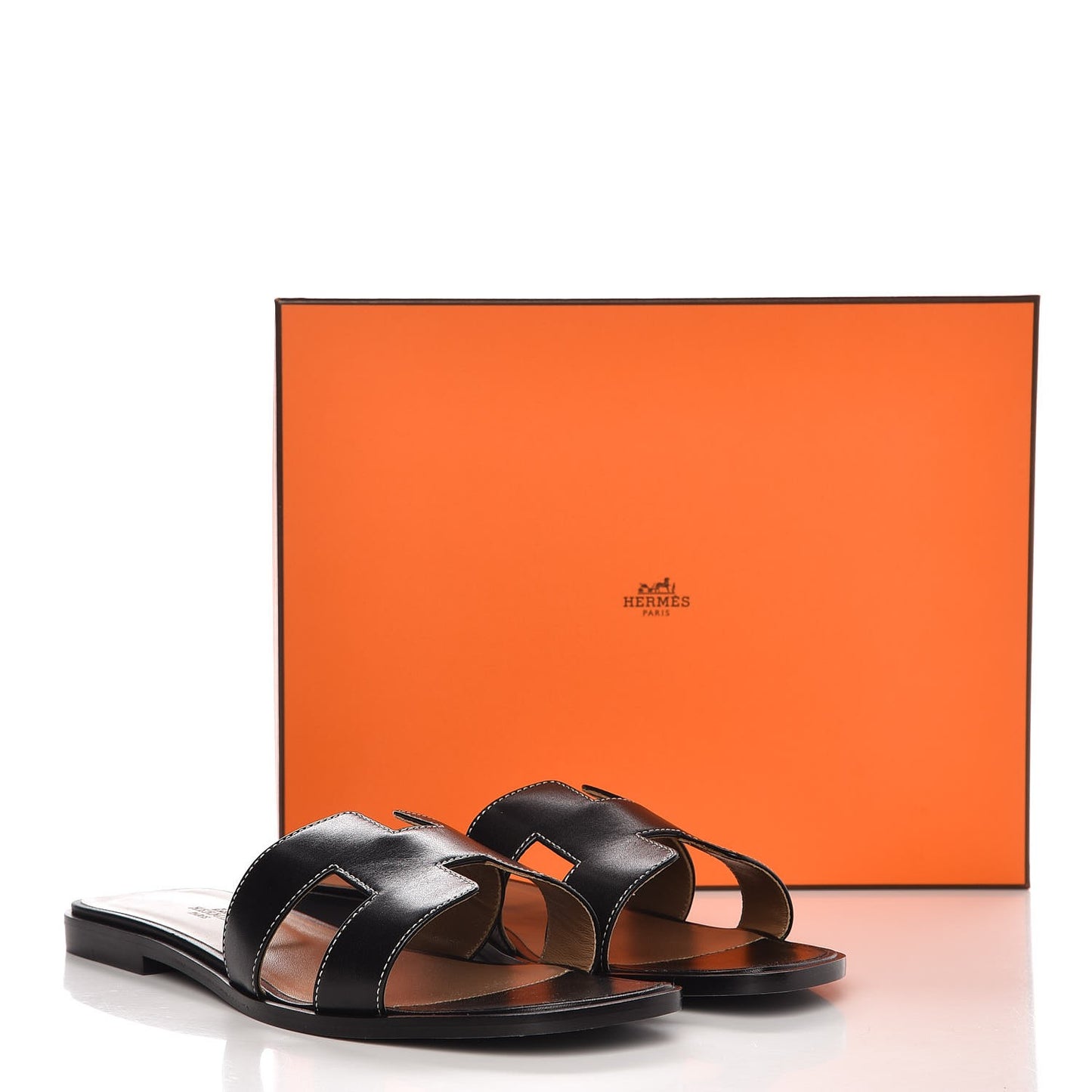 Box Calfskin Oran Sandals 40 Black