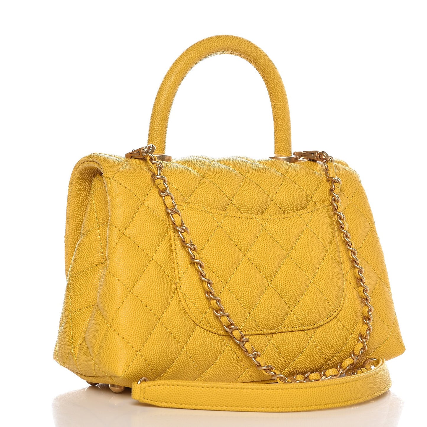 Caviar Quilted Mini Coco Handle Flap Yellow
