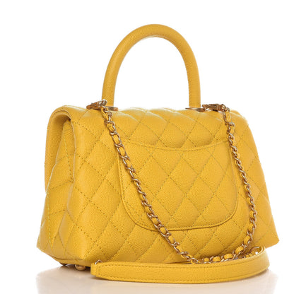 Chanel Caviar Quilted Mini Coco Handle Flap Yellow 7 of 10