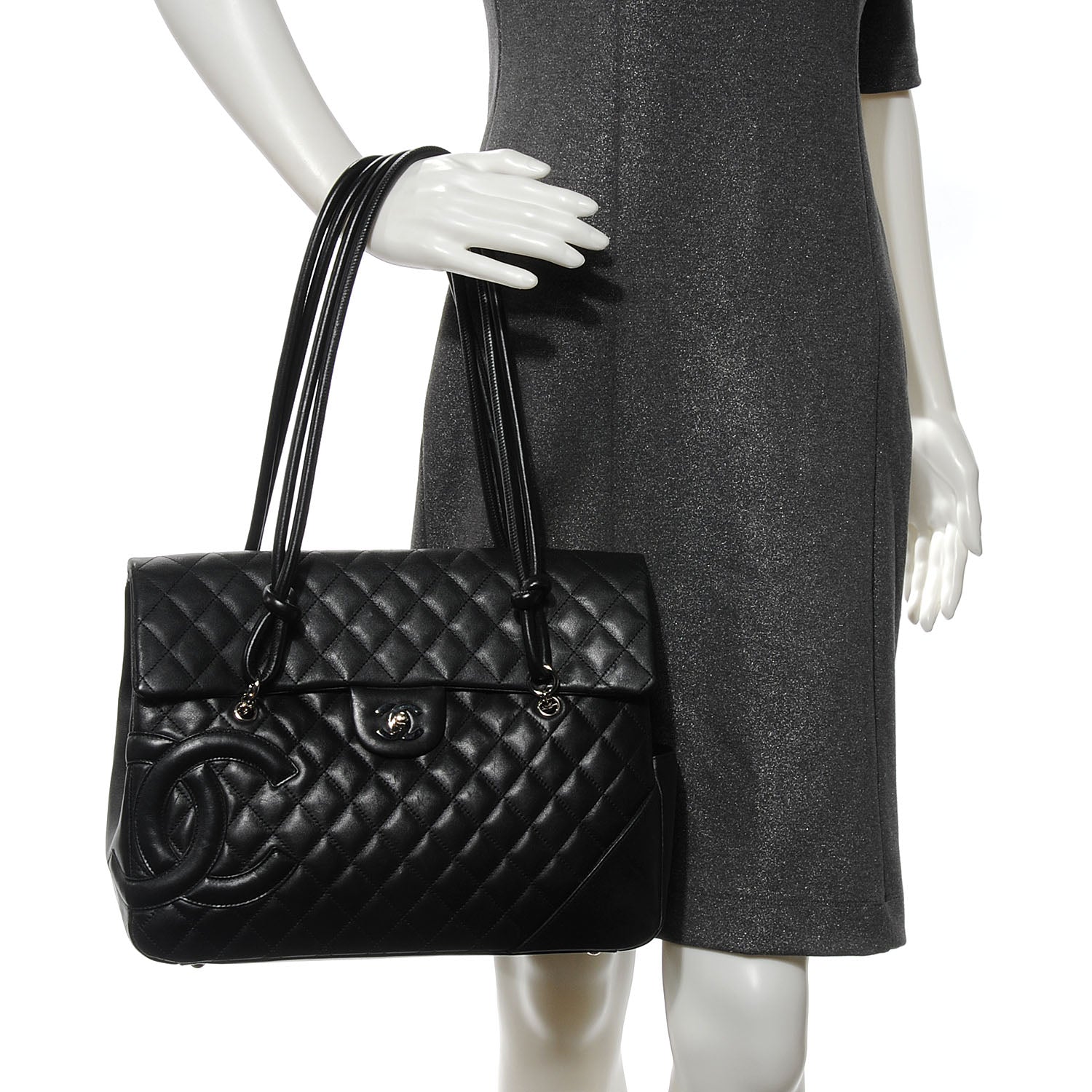 Chanel Calfskin Quilted Large Cambon Flap Black 2 of 8