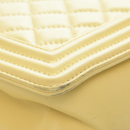 Chanel Lambskin Quilted Medium Boy Flap Yellow 16 of 17