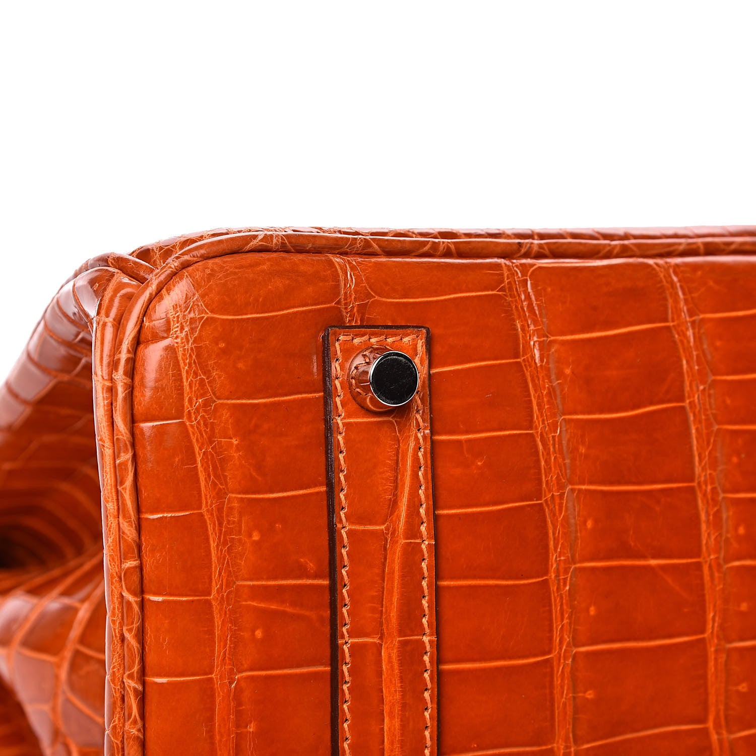 Hermes Shiny Porosus Crocodile Birkin 35 Orange 29 of 33