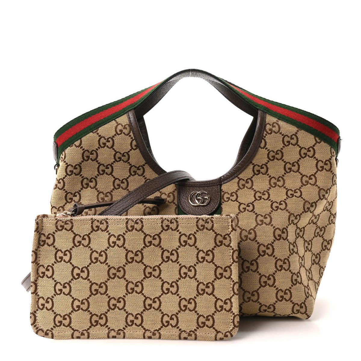 Monogram Web Small Giglio Tote Beige Dark Brown